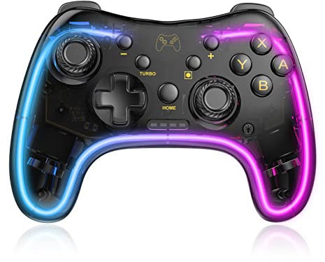Gozxaiv Wireless Switch Pro Controller - Compatible with Switch, Lite, OLED - Turbo, Wake-up, Adjustable Vibration, LED, 6-Axis Gyro