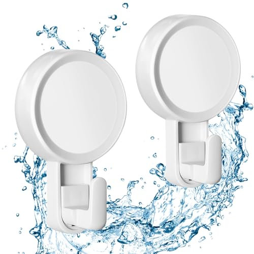 GlobaLink Crochet Ventouse- Lot de 2 Ventouse Crochets sans Trace Porte Serviette Ventouse, Crochets en Plastique Réutilisable sans Perçage pour Murs lisses de Cuisine, Toilettes, Salle de bains-5KG