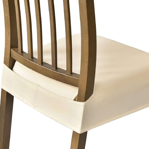 ZRCYXDW Elastischer Samt Stuhlbezug Sitzfläche-Creme-4er Set | Weicher Bezug für Esszimmer Abnehmbar und Waschbar, Stuhlhussen für Küchenstühle und Esszimmerstühle