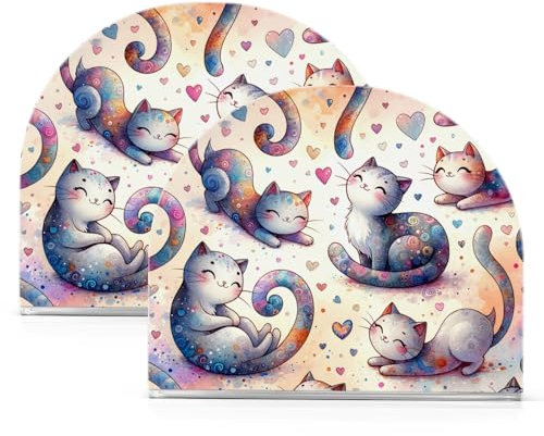 Serviettenhalter für Tisch 2er Set, Cartoon Katzen Acryl Freistehende Moderne Servietten Halter Cocktail Serviettenspender für Abendessen Home Küche Restaurant Picknick