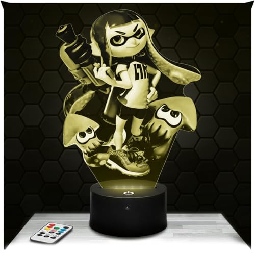 Lampephoto.fr - Lampe Splat oon 3D Touch Nachtlicht Videospiele | Made in France, Sockel wählbar, dimmbar, Batterie/USB, HD-Lasergravur, Geschenk für Gamer & Geeks