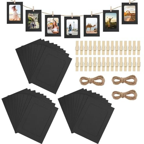 30 Stück Bilderrahmen aus Pappe, Kraftpapier, 15,5 x 11,5 cm, Fotorahmen, zum Aufhängen von Fotos mit Klammern, Collage, Fotorahmen aus Pappe, zum Aufhängen von Bildern, Bilderrahmen für Fotos