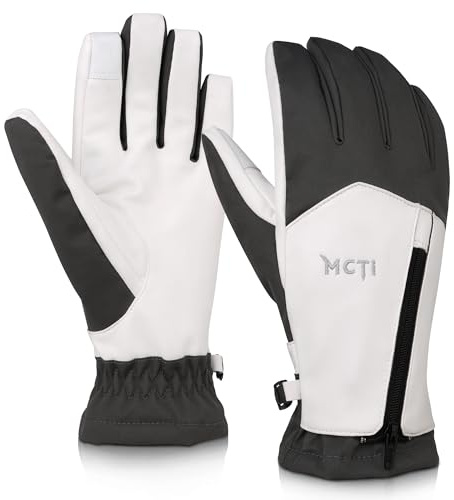 MCTi Winter Gloves for Women Waterproof Warm for Cold Weather Touchscreen Zipper Gloves