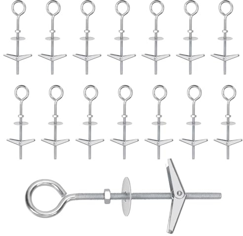 Swpeet 15 Set M4×75mm Augenschrauben Kippschrauben und Flügelmutter Kit mit Hexenmuttern, Unterlegscheiben Sortiment Kit, Heavy Duty Schmetterling Kippschrauben Swag Haken zum Aufhängen
