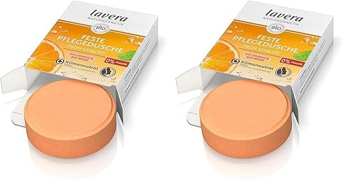 lavera Feste Pflegedusche High Vitality - mit Bio-Orange und Bio-Minze - reinigt die Haut sanft ohne sie auszutrocknen - 3x ergiebiger als flüssiges Duschgel - Naturkosmetik - vegan - Bio (1 x 50 g)