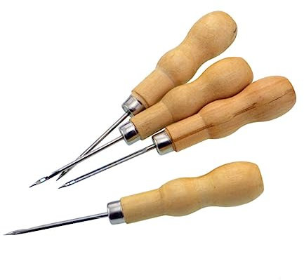 SEWOART 10stücke Ahlen Doppel Kürbis Holzgriff Nähnadeln Werkzeug-sets Für Lederarbeiten Und Näharbeiten Diy Nähzubehör