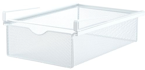 Youyijia Metal Mesh Drawer Organizer - No-Punch Iron Hanging Box with Pull-Out Storage for Bras, Underwear, and Socks (White)