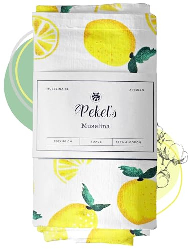 PEKEL’S Manta Muselina de Algodón 100% - Gasa para Bebé 120x110 cm - Paño Suave para Lactancia - Arrullo para Bebé Recién Nacido, Ultrasuave y Transpirable - Regalo de Baby Shower (Blanco)