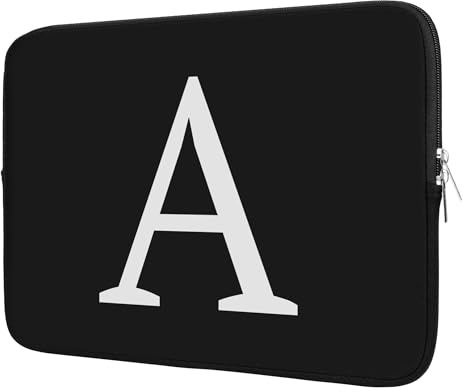 BAAGOAZ 11 Inch Laptop Sleeve Personalized Initial Gift Bag, Black-Letter A | Slim Lightweight, Protective Cover Case Compatible with 11-12 Inch Chromebook MacBook PC Notebook Computer
