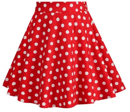 Generisch 2025 Jupe pour enfant fille à pois vintage bio, rouge, 11-12 ans