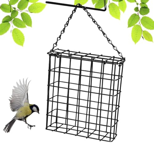 Vogelfutterstation für Meisenknödel, Drahtgitterkäfig, hängender Talghalter, Metall-Futterstation, wetterfester Meisenknödelbehälter mit einfachem Fülldesign für Küken, Finken, Kardinalgarten