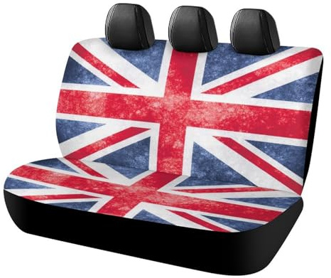 Dgsxynth Car Back Seat Cover, Vintage Union Jack British Flag Universal Car Seat Cover Set for Most Cars Trucks SUVs