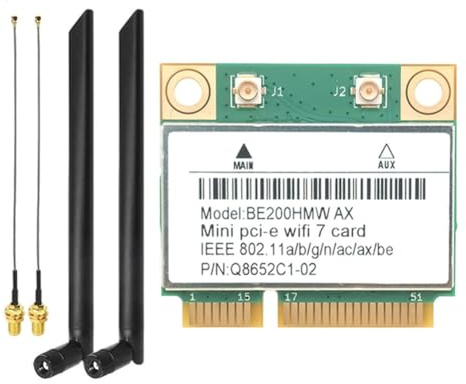 Harewtwy Scheda WiFi PCI-e WiFi 7 BE200 BE200HMW 8774Mbps 2.4G/5G/6Ghz per Bluetooth 5.4 802.11BE Adattatore di Rete Antenna Esterna
