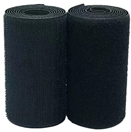 LYVQZPWLR Versatile Hook and Loop Tape， Hook and Loop Tape 100MM Wide Non-Adhesive Nylon Fabric Fastener Sew on Strips Fabric Tape Set(Black,100MM x 5 Yard)