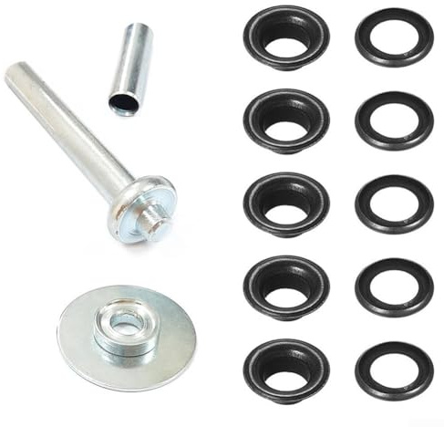 Oniissy Outdoor Tent Awning Groundsheet Repair Kit with Eyelets Grommets Tool for Tarpaulin and Tarp Fix Hole, Includes 15 Metal Eyelets and 3-Piece Steel Installation(black)