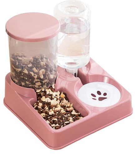 Automatisk vattenautomat for katter, automatisk kattmatare och - kattmatautomat, hundskål(Pink)
