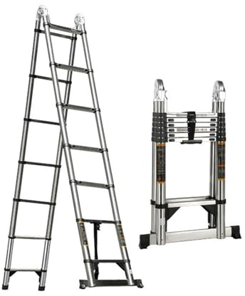 Attrezzi arrampicata estensibile 3,7+3,7 metri, attrezzi arrampicata a pioli regolabile in altezza,accesso sicuro al sottotetto,progetti di ristrutturazione(2.9+2.9 meters)