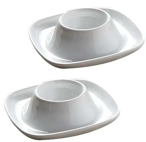 OPIGJUFD Porta Uovo 2 Pezzi Portauovo in Ceramica Porta Colazione Semplice Supporto for casa Cucina Ristorante (Bianco) Uova Gadget Accessori for Cucinare