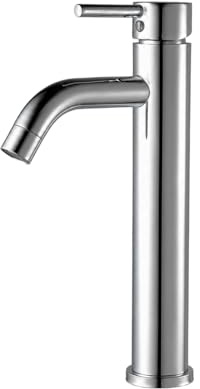Grifo de Lavabo Alto Monomando para Baño, Acero Inoxidable, Acabado Cromado Resistente al Desgaste, Diseño Moderno y Minimalista(ALTO Cromado)
