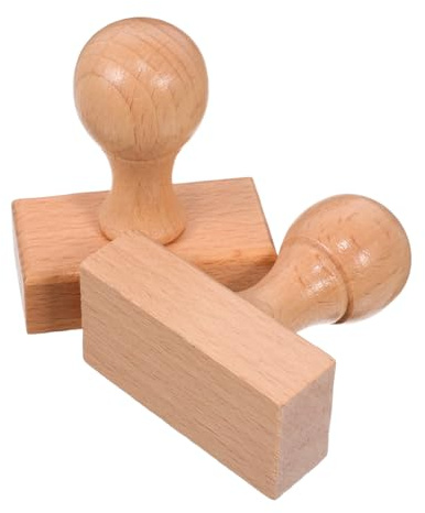 NIYANGLE 2 Pezzi Timbri in Legno per Manico Rotondo, Supporti per Timbri Fai da Te per Scrapbooking e Decorazione Aula, Utilità Educativa