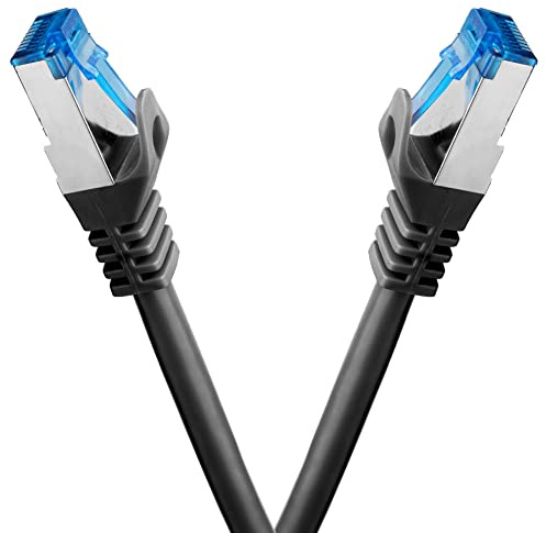 BIGtec Câble Ethernet 2m - 2 pièces - RJ45 Super Speed CAT 7 LAN Réseau Internet Compatible CAT7 Noir Compatible Playstation xBox PS5 PS4 Routeur Switch Modem Décodeur TV Box Console de Jeux PC