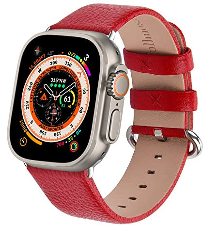 Fullmosa kompatibel mit Apple Watch Armband Ultra3/Ultra2 49mm 46mm 45mm 44mm 40mm 41mm 42mm 38mm, Lederarmband Ersatzband für Damen Herren, Leder Armbänder für iWatch 11/10/9/8/7/6/SE/5/4/3/2/1