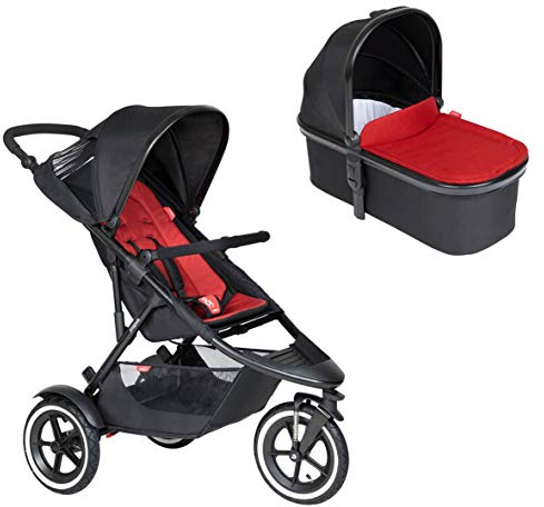 Phil&teds - Passeggino sportivo con inserto per seduta chilli + navicella (Carrycot) con copertura in colore chilli