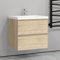 AICA sanitaire Meuble de Salle de Bain, Meuble de Rangement avec lavabo, Meuble sous Vasque Suspendu chêne Claire 50 x 38.5 x 52 cm