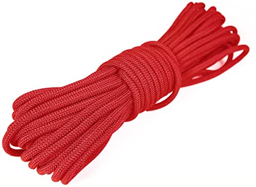 KuTi Kai 20M(64FT) Nylon Rope,Traction Tying Powerful Rope,Multi-functional Thick Tarp Hanging String for Gardening Design,Wedding,Fishing and DIY(Red, 12MM)