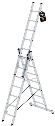 PROREGAL Mehrzweckleiter 3-teilig mit nivello®-Traverse | 3x7 Sprossen | Leiter, Teleskopleiter, Trittleiter, Bockleiter, Sprossen-Doppelleiter