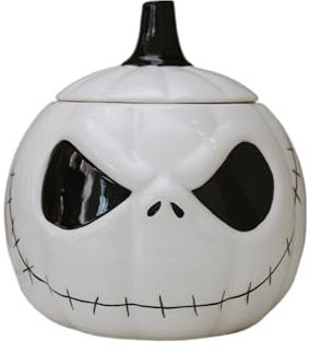 Disney Nightmare Before Christmas Jack Figural Cookie Jar or Candy Jar | Cute Ceramic Housewarming Gifts For Men and Women And Kids | Official Licensee | 1 Set