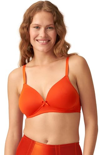 Naturana® Mjuk trådlös BH med kupa [Cup A-D] Optimal passform och maximalt stöd tack vare klippdesign och breda remmar | T-shirts-BH | Dam-BH utan bygel, Orange saffran, 90A