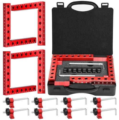 Corner Clamp for Woodworking, 90 Degree Clamp, Right Angle Clamp, 4 Pack 5.5 x 5.5 Aluminum Alloy Positioning Clamping Squares with Case for Picture Frames, Boxes, Cabinets, Drawers