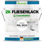 derendo 2K Fliesenlack weiß glänzend (RAL 9010) Epoxidharz mit Härter weiße Fliesenfarbe Badezimmer Fliesenlack 2K Lack Badewanne reinweiss für Innen & aussen (2.5, Kilogramm)