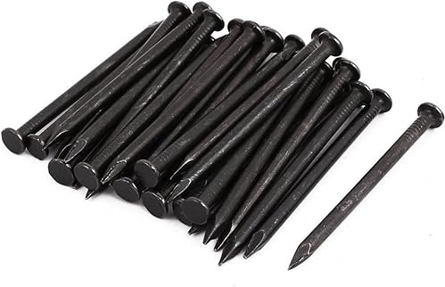 TOP-VIGOR 30 Stück Hardware-Nägel, 4 mm x 70 mm, Faser, Beton, Zement, Wandspitzen, Wandnadeln, Nägel für Holzbearbeitung, Paneelstifte zum Aufhängen von Bildern, Rahmen, Möbeln, Bau, Schwarz