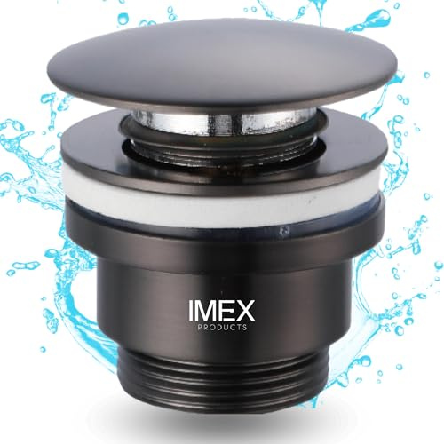 IMEX Universelles Click-Klack-Ventil für Waschbecken | Clic Clac-Stöpsel | Ablaufgarnitur Black Gun Metal | PVD