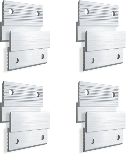 10 pares de ganchos franceses de tacos franceses, 2 pulgadas, barra en Z de aluminio resistente, montaje en pared, para colgar espejos y marcos de fotos (plateado, 4 pares)