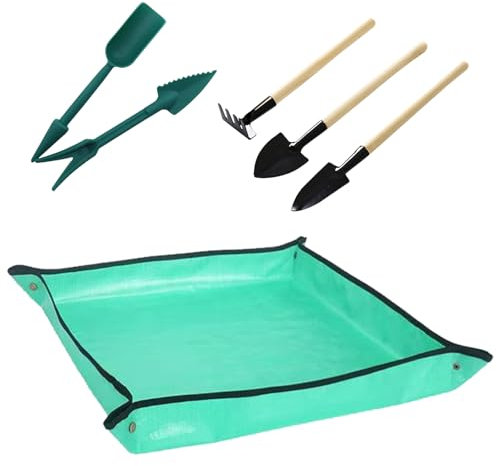 EDLMKM Small Garden Tools Set, Mini Gardening Tools Set, GGardening Transplanting Toolss, Waterproof Gardening Mat Foldable Flower Pot Mat Garden Working Mats, 100cm x 100cm Plant Repotting Mats