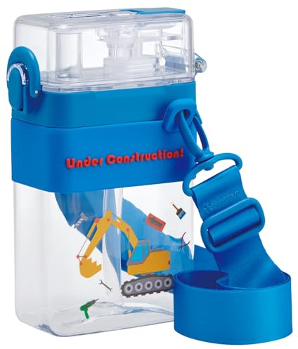 Skater PSQW6-A Square 2-Way Water Bottle, 20.3 fl oz (600 ml), Straw, Direct Drinking, Cover Included, Shoulder Belt Included, Work Car
