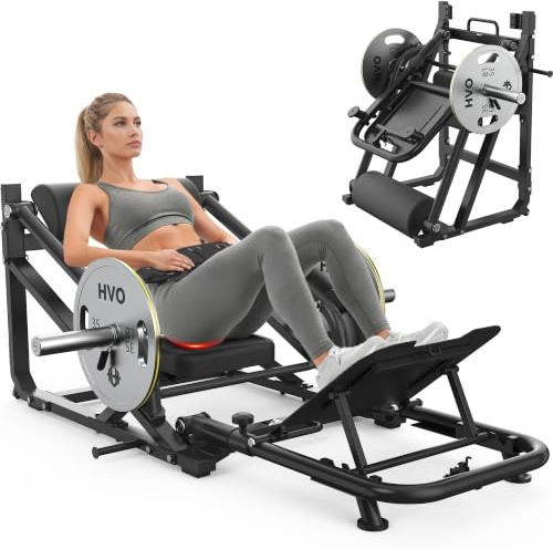 HVO Hip Thrust Gerät Glute Bridge Maschine für Zuhause Männer Frauen | 25/50 mm Langhantelscheiben Geeignet, Verstellbare Fußstütze, Verstellbarer Gürtel,Klappbar & Platzsparend,Mobil mit Rollen