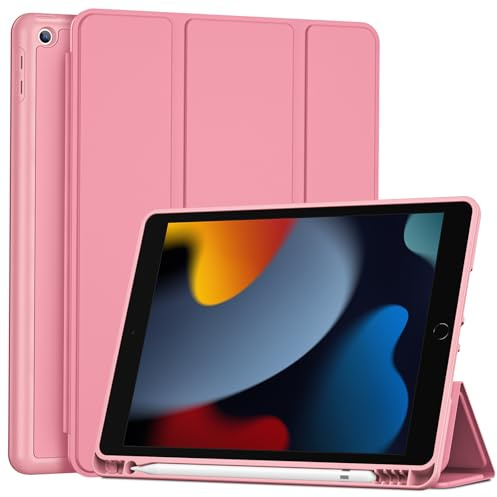 ProCase Funda para iPad 9a 2021 /8a 2020/7a 2019 10.2, Carcasa Protectora Ultrafina con Soporte Integrado, Función Auto-Reposo/Activación y Ranura para Lápiz (iPad 9/8/7 10,2 Pulgadas) -Rosa | Funda con soporte para lápiz (ligera, delgada, Smart Cover Fundas para iPad 9/8/7 de 10,2)