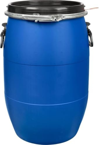 HBSSP Water Barrels Large Plastic Blue Open Top Storage Barrel Drum Keg With Lid And Latch Ring Food Grade Air Tight Industrial Container(120L)