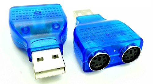 zdyCGTime (Lote de 2 Color Azul Ratón Teclado USB A Macho a Dual PS/2 Adaptador Hembra Conector, Nuevo USB Macho a 2 PS/2 Hembra Adaptador Activo T-Splitter