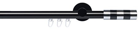 JalousieCrew Gardinenstange 20 mm Stilgarnitur Innenlaufschiene Vorhangstange Farbe schwarz - 1 - läufig - Länge 120-240 cm (160 cm)