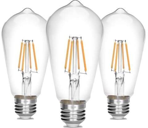 LED Edison Bulb,Antique 40W Vintage Bulb,E26 Non Dimmable Led Bulb 450 Lumens 2700K, Warm White, Pack of 3