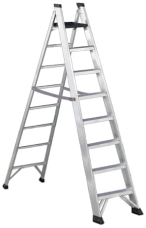 Svelt Scala Professionale a Doppia Salita in Alluminio – 7 Gradini + Piattaforma Portattrezzi, Gradini Saldati, Antisdrucciolo, Certificata