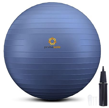 primasole Gymnastikball für Balance, Stabilität, Fitness, Workout, Yoga, Pilates, Zuhause, Büro und Fitnessstudio, 65 cm, Indigoblau