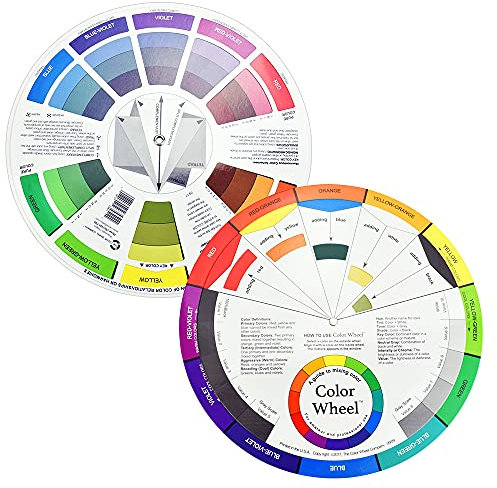 KLYNGTSK 2 Stück Color Guide Wheel Farbmischrad Farbmischung Farbrad Farbscheibe Farbkreis Drehscheibe Farbmischscheibe Farbmischtabelle Farbräder für Makeup, Malen, Design