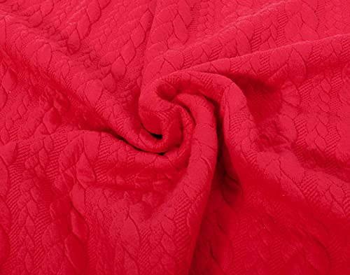 Dehnbarer Strickstoff mit Zopfmuster in Rot als Meterware zum Nähen, 50 cm