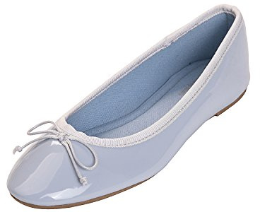Feversole Napa Round Ballerina, damer klassiska ballerinaskor matta balerinaskor platta damskor, Ljusblå, 38.5 EU